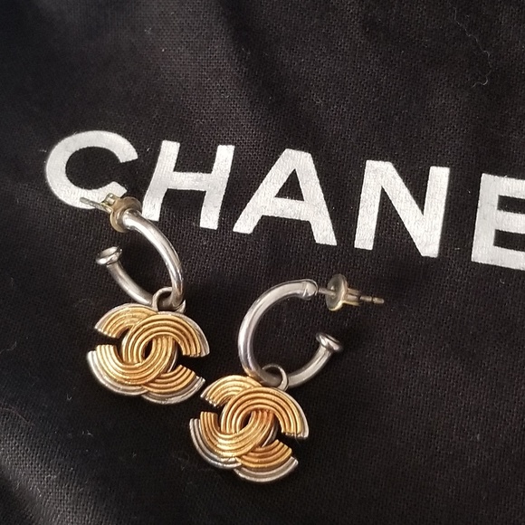 CHANEL Jewelry - Chanel logo hoop earrings